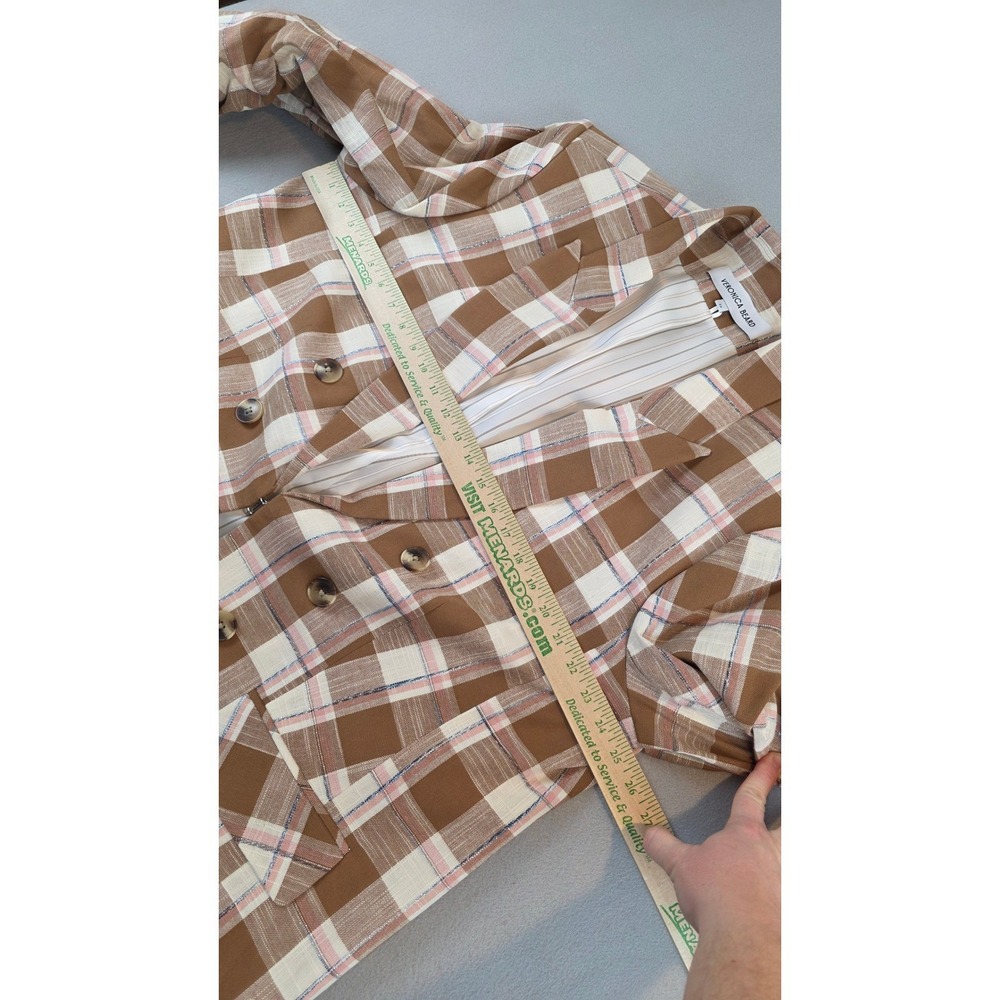 Veronica Beard Beacon Double Breasted Checked Cotton Blend Blazer Plaid sz 22 - Picture 7 of 15